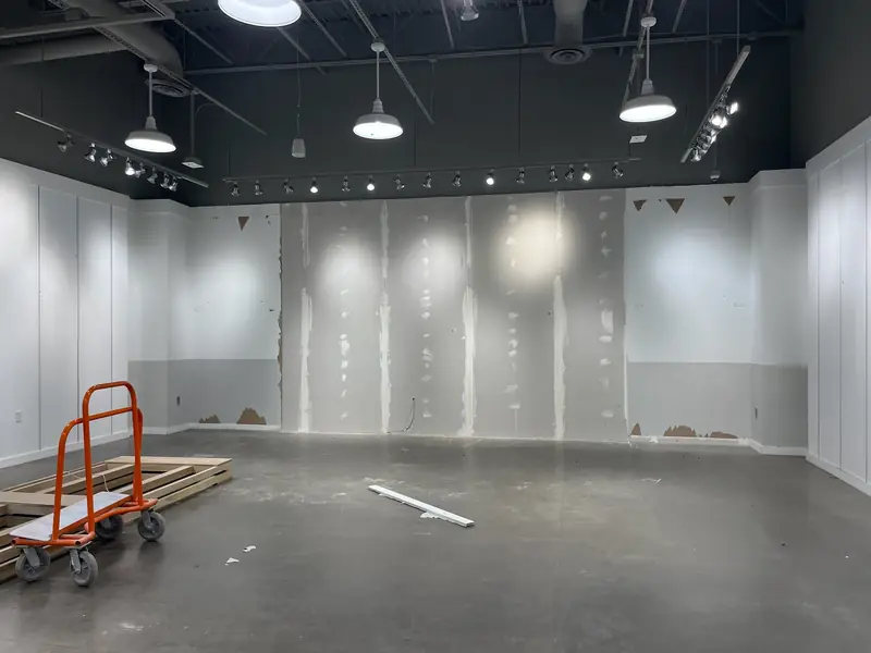 Before: taped drywall