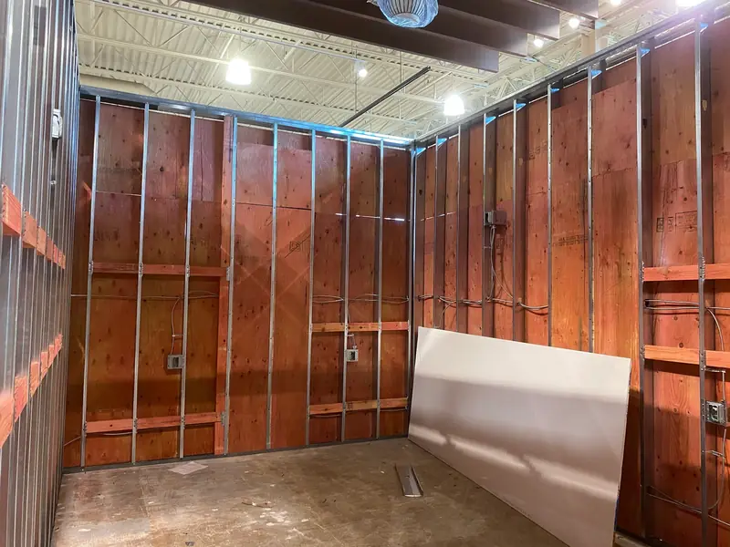 Metal Stud Framing on a Logan Wall Systems project
